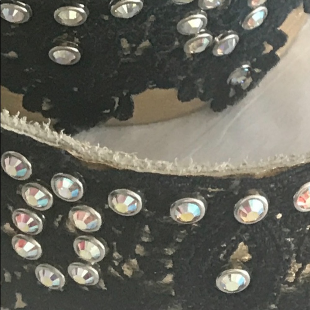Melamed Gold leather, black lace & Rhinestones SM - Picture 3 of 8